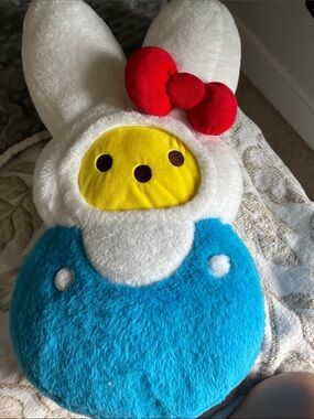 Hello Kitty White Bunny Plush with Yellow Face and Red Bow